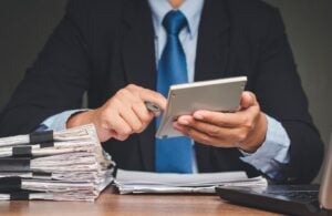 businessman counting money