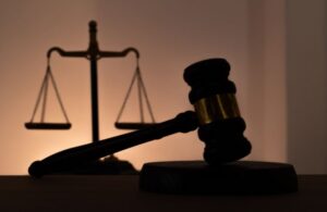 silhouettes of justice scales and gavel